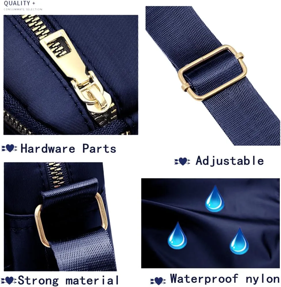 DIHKLCIO Nylon Crossbody Bags for Women Purses and Handbags Women's Casual Messenger Bag Waterproof Black Crossbody Purse