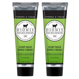 Dionis - Goat Milk Skincare Verbena & Cream Scented Hand Cream (1 oz) - Set of 2 - Made in the USA - Cruelty-free and Paraben-free