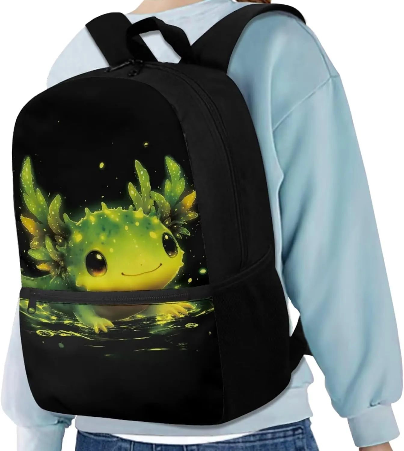 Dolyues Axolotl Boys Backpacks Ages 6-8 with Lunch Box Cool Toddler Boys Backpack with Pen Bag Insulated Bottle 4pcs Lightweight Boys Bookbag Age 10-12 for High School Middle School Student