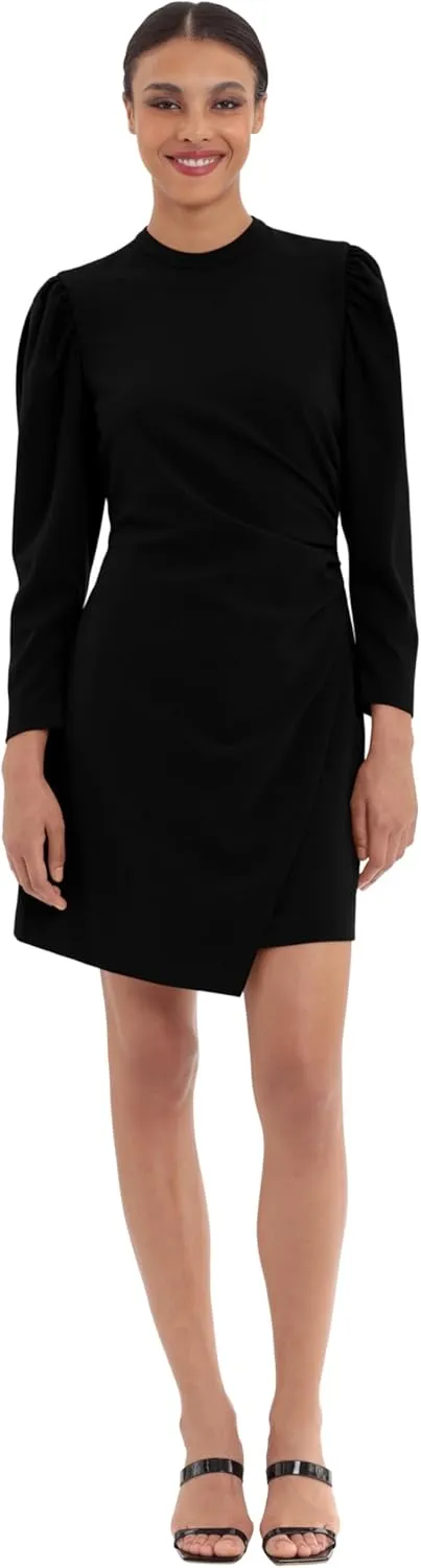 Donna Morgan Women's Leg O' Mutten Sleeve Side Draped Mini Dress