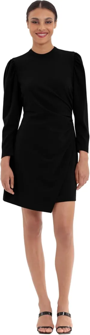 Donna Morgan Women's Leg O' Mutten Sleeve Side Draped Mini Dress