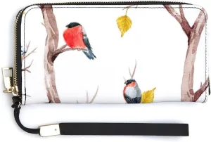 Donnapink Long Clutch Wallet, Long Handbag with Wristlet Strap, PU Leather Zip Purse