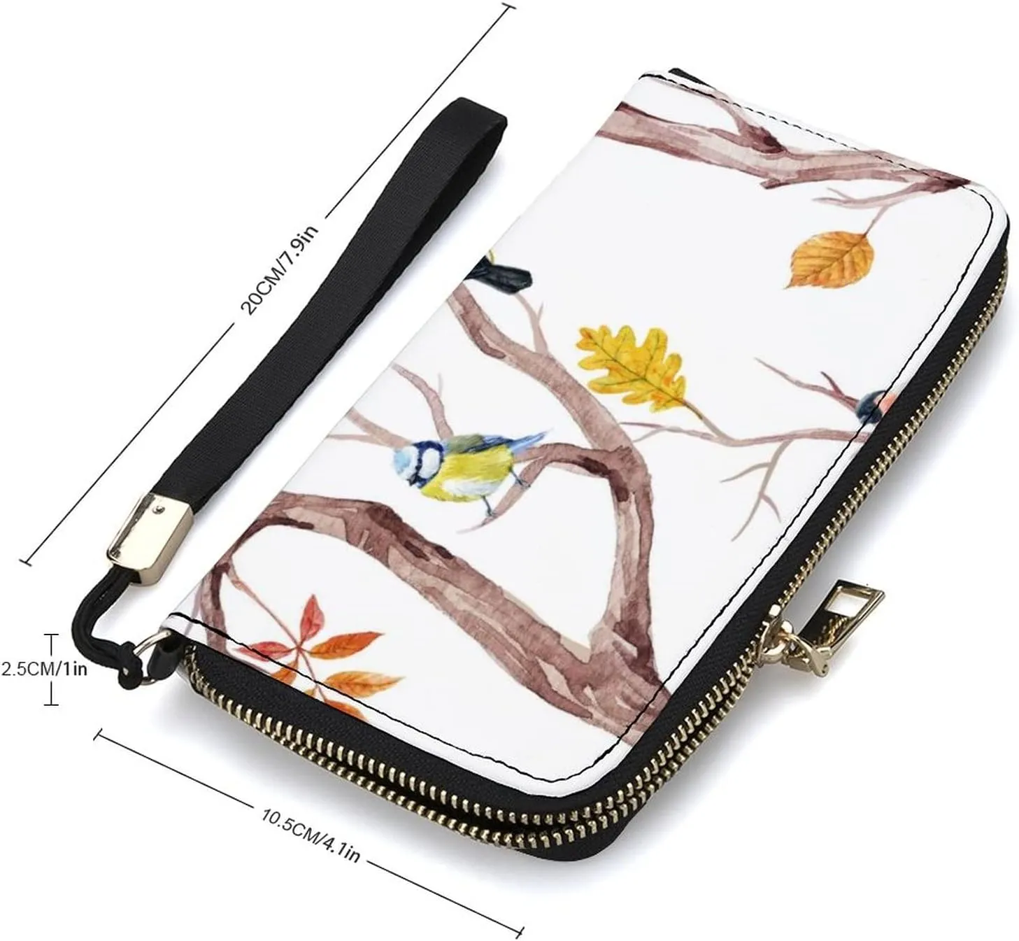 Donnapink Long Clutch Wallet, Long Handbag with Wristlet Strap, PU Leather Zip Purse