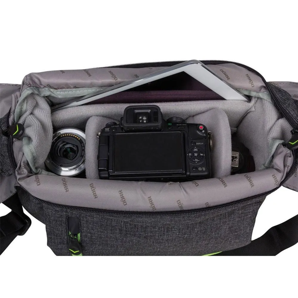 Dorr City Pro Messenger Photo Bag - Medium Grey/Lime