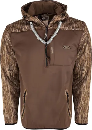 Drake Waterfowl Men's MST Endurance Soft Shell Camo Hunting Warm Quarter-Zip Hoodie with Chest Pocket & 2 Hip Zipper Pockets