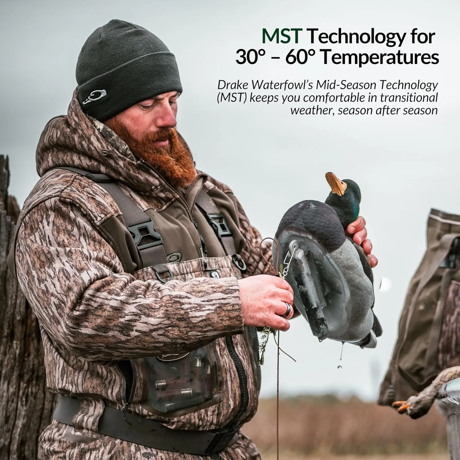 Drake Waterfowl Men's MST Endurance Soft Shell Camo Hunting Warm Quarter-Zip Hoodie with Chest Pocket & 2 Hip Zipper Pockets