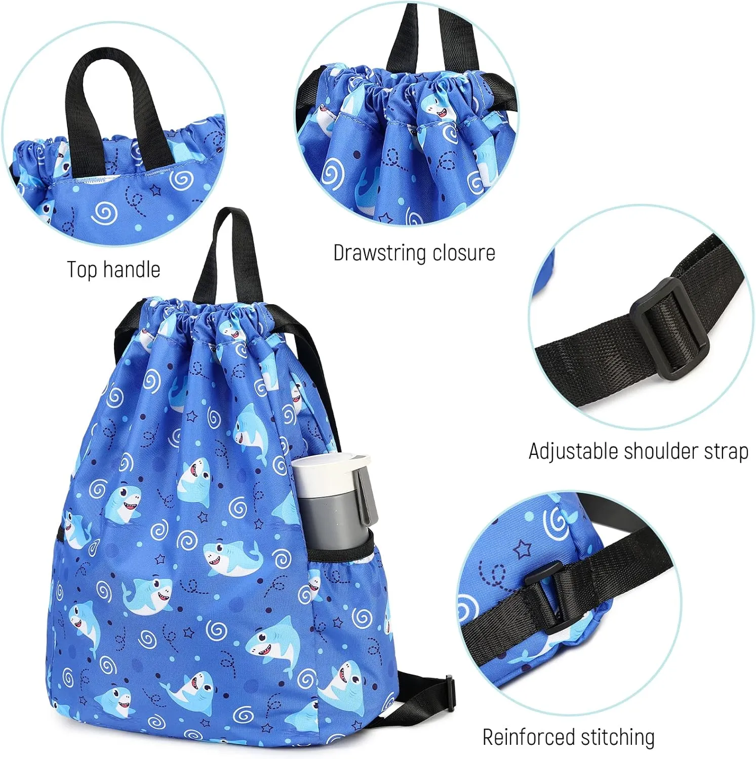Drawstring Backpack Gym Backpack Sports Bag for Swim Women Men Workout Bag Draw String Back Sack for Soccer Beach Gear Letters Football Black