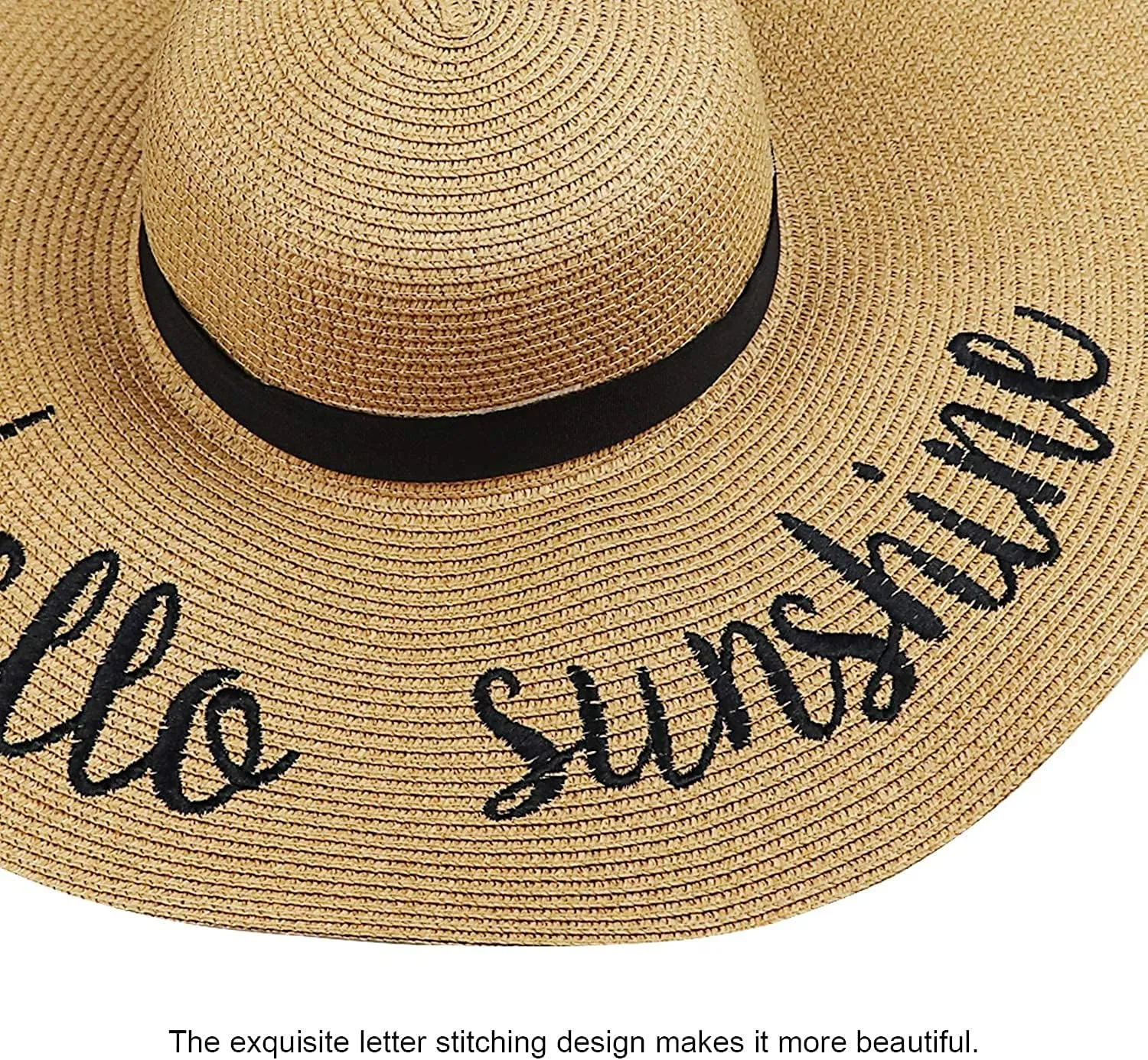 DRESHOW Beach Hats for Women Big Straw Wide Brim Summer Hat Floppy Foldable Roll up Cap Sun Hat UPF 50 