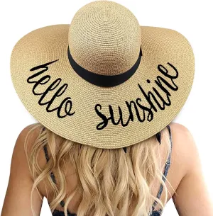DRESHOW Beach Hats for Women Big Straw Wide Brim Summer Hat Floppy Foldable Roll up Cap Sun Hat UPF 50 