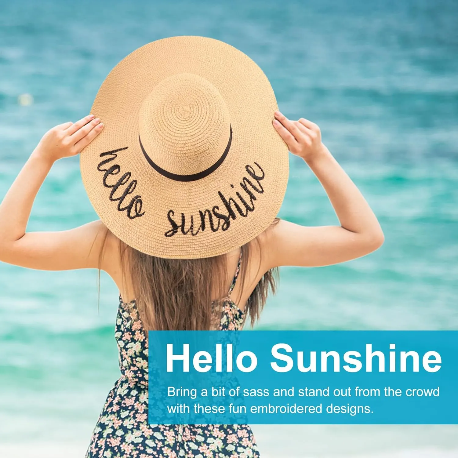 DRESHOW Beach Hats for Women Big Straw Wide Brim Summer Hat Floppy Foldable Roll up Cap Sun Hat UPF 50 