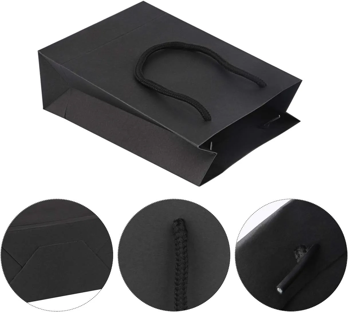 driew Black Gift Bags 50 Pack, small Black Gift Bags Black Paper Gift Bags with Cotton Handle 5x2x7.5 inches Party Gift Bags
