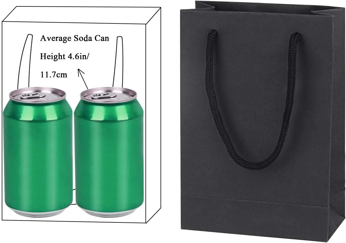 driew Black Gift Bags 50 Pack, small Black Gift Bags Black Paper Gift Bags with Cotton Handle 5x2x7.5 inches Party Gift Bags