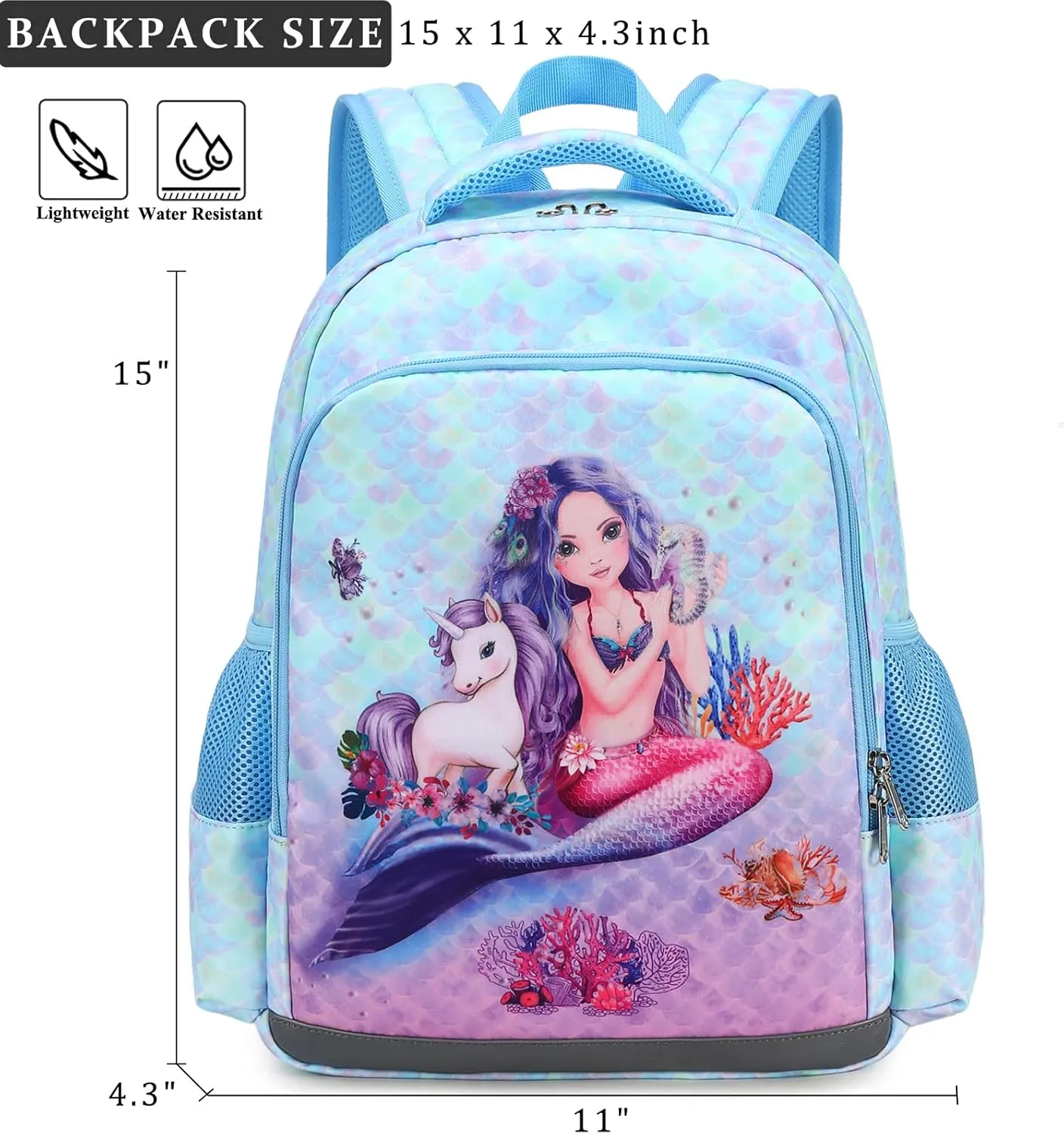 DSIUE Girls Backpack Kids backpacks Preschool Kindergarten Bookbag Girls School Bag with Chest Strap and Lunchbox