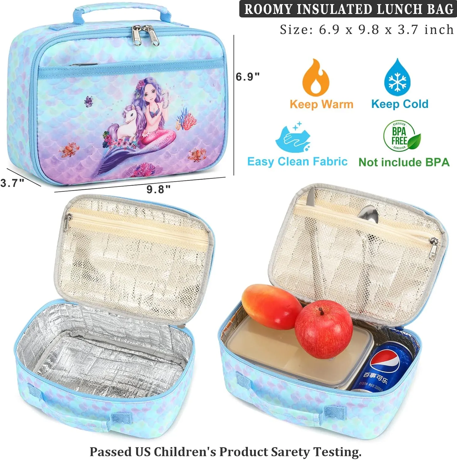 DSIUE Girls Backpack Kids backpacks Preschool Kindergarten Bookbag Girls School Bag with Chest Strap and Lunchbox
