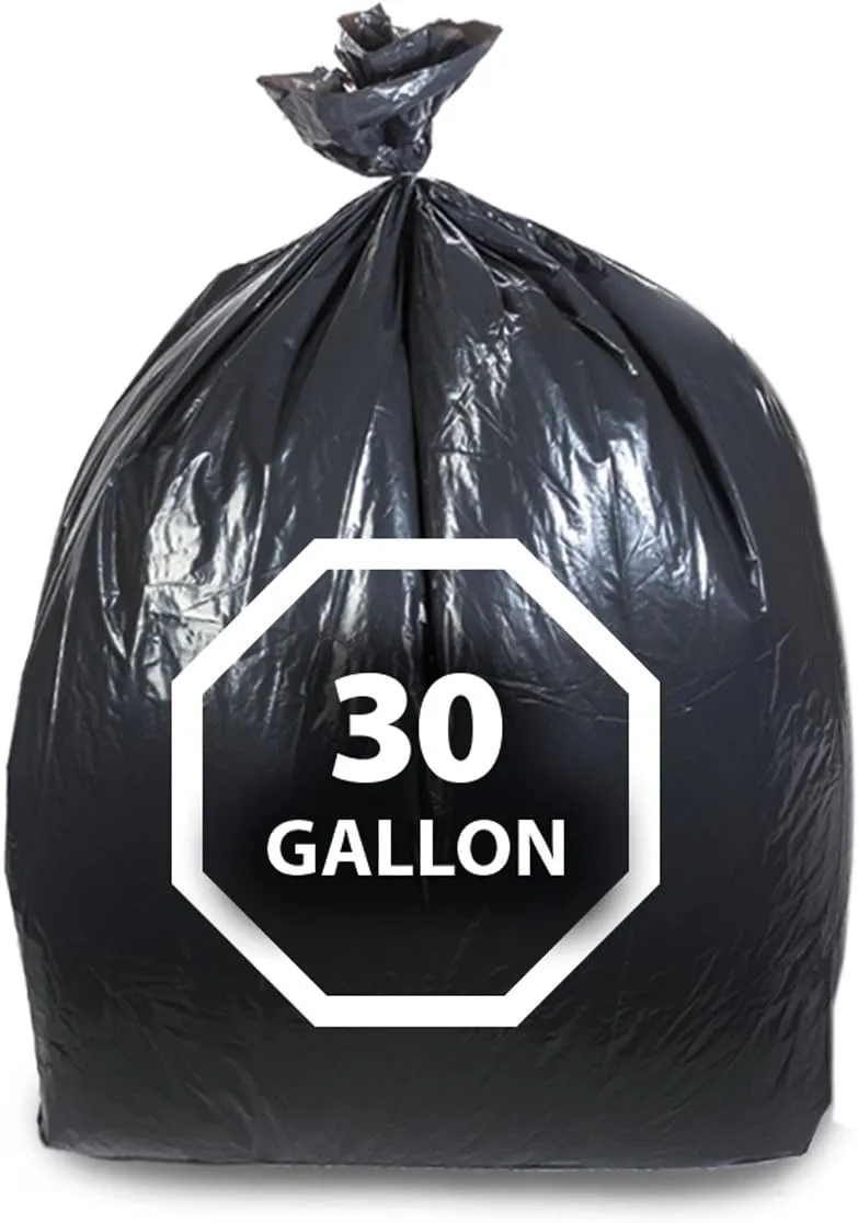 Dualplex Black Trash Bags 30 Gallon, 100 Count, Black Garbage Bag, Heavy Duty Kitchen Waste Bags 33” X 39”