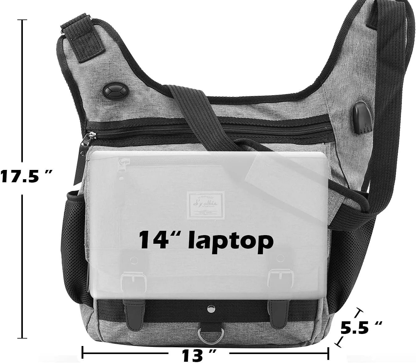 d'yallee Crossbody Messenger Bag Men Waterproof Shoulder Business Work Bag Nylon