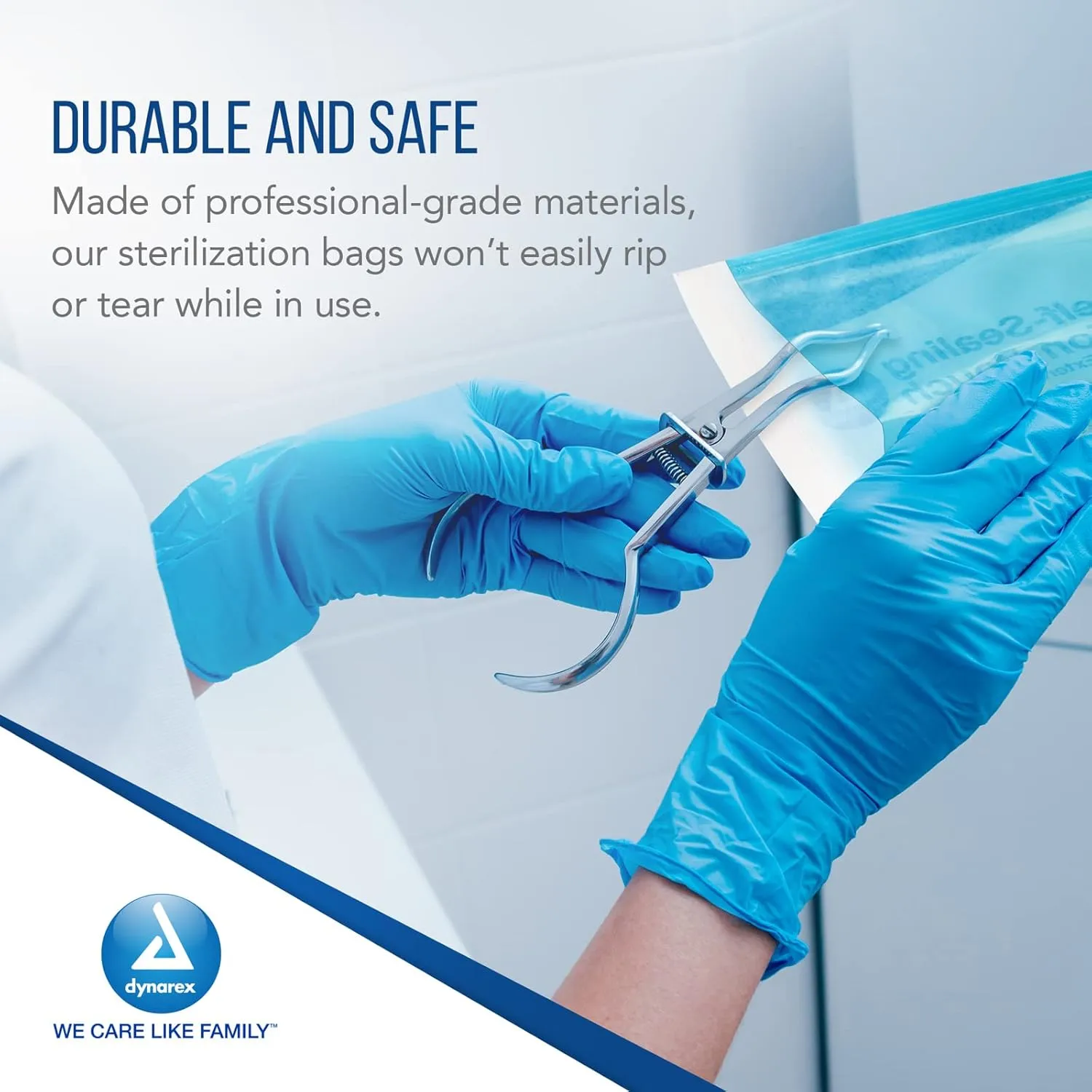Dynarex Sterilization Pouches - Self-Sealing Autoclave Bags For Medical, Dental, Tattoo & Nail Care Tools - Blue-Tinted Transparent Cover, Dual Color Indicators (3.5" x 5.25", 200)