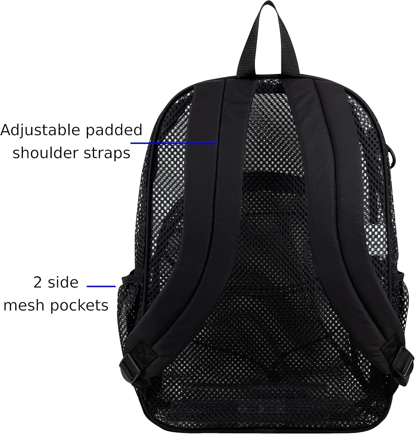 Eastsport Mesh Beach Backpack Lightweight Bungee See Through for Travel, College, Swim, Gym Bag, Black Bungee