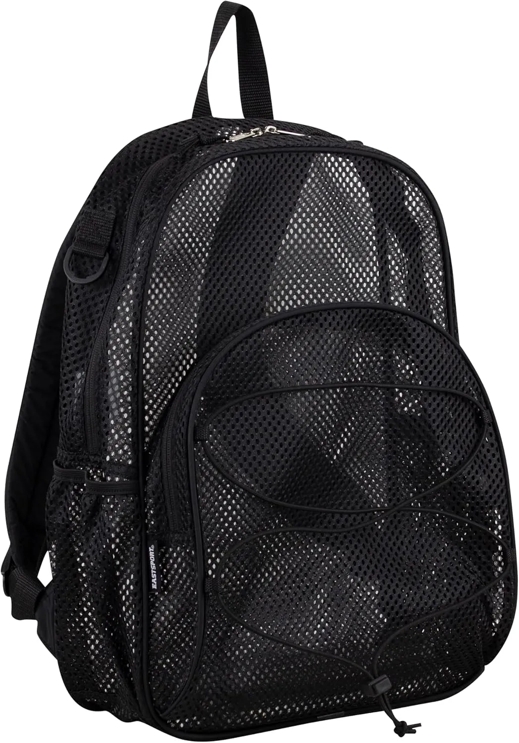 Eastsport Mesh Beach Backpack Lightweight Bungee See Through for Travel, College, Swim, Gym Bag, Black Bungee