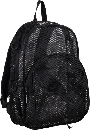 Eastsport Mesh Beach Backpack Lightweight Bungee See Through for Travel, College, Swim, Gym Bag, Black Bungee
