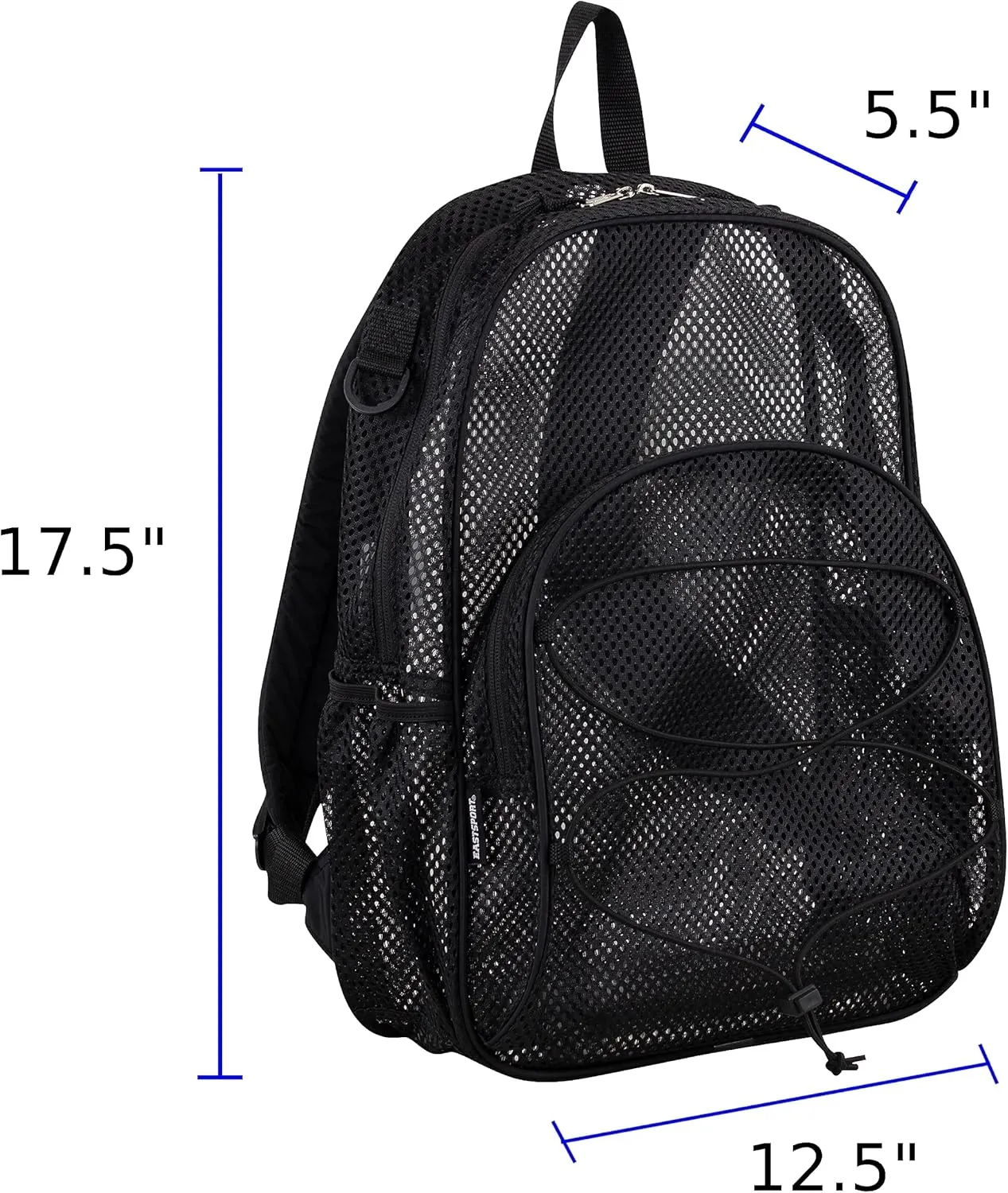 Eastsport Mesh Beach Backpack Lightweight Bungee See Through for Travel, College, Swim, Gym Bag, Black Bungee