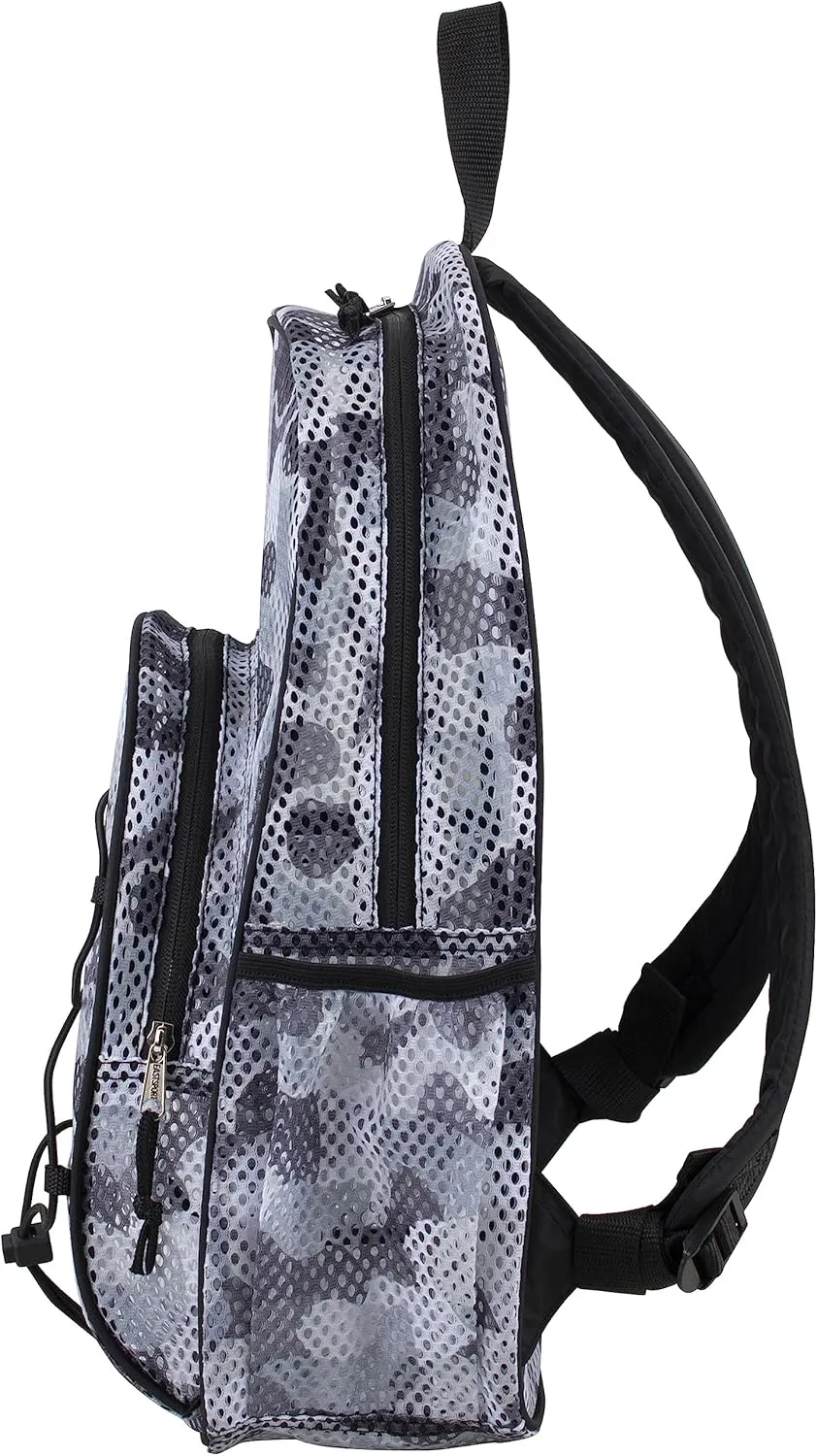 Eastsport Mesh Beach Large Backpack Lightweight Bungee See Through for Travel, College, Swim, Gym Bag, Grey Graphite Camo
