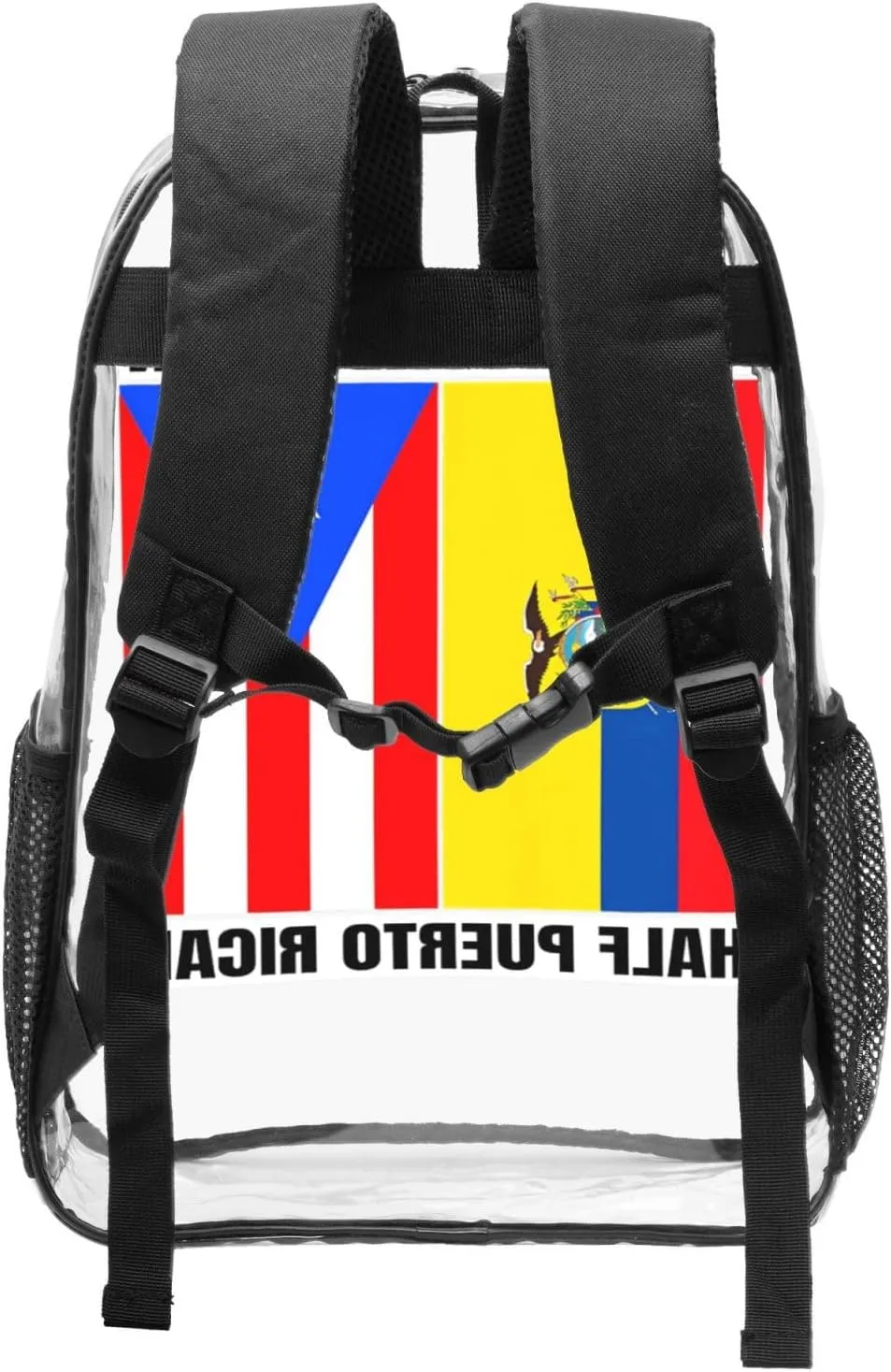Ecuadorian Puerto Rican Ecuador Puerto Rico Flag 16 Inch Clear PVC Backpacks Transparent Backpack Multipurpose Double Shoulder Bag for Men Women Gifts