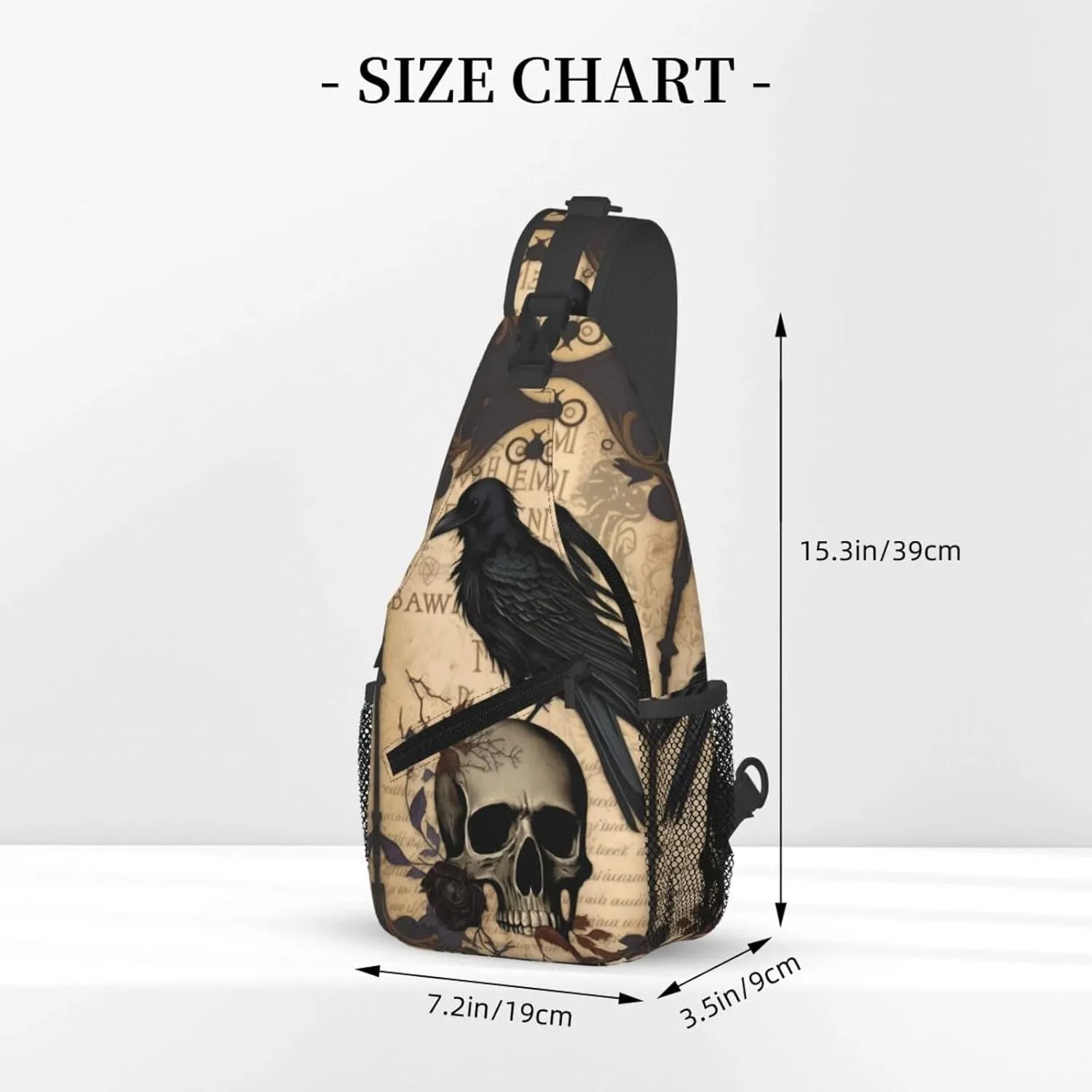 Edgar Allan Poe The Raven Skull 1 Crossbody Chest Bags for Women, Small Crossbody Shoulder Bag Sling Bag Travel Hiking Daypack