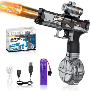 Electric Blaster Water Gun– Automatic Squirt Blaster with LED Sight, Rechargeable Battery,Muzzle Flash, 26FT Range, 425CC – for Kids & Adults, Perfect for Summer Pool & Beach Games,Blacks