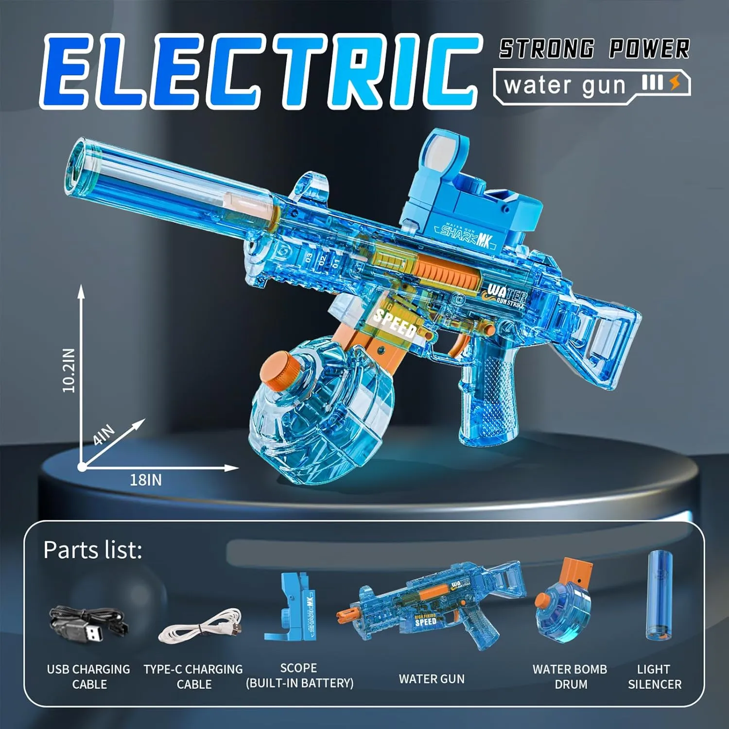 Electric Water Gun, Transparent Water Guns for Adults, Up to 25 FT Long Range, Large Capacity Automatic Water Gun, Toys for Pool, Beach
