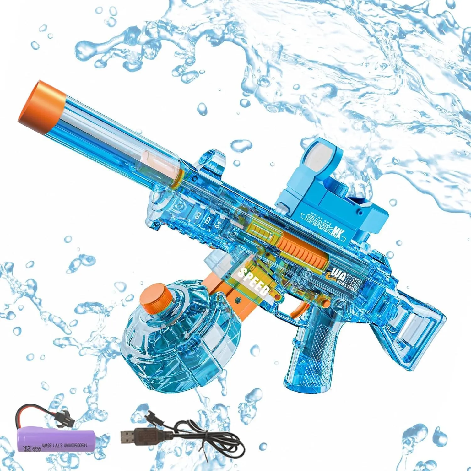 Electric Water Gun, Transparent Water Guns for Adults, Up to 25 FT Long Range, Large Capacity Automatic Water Gun, Toys for Pool, Beach