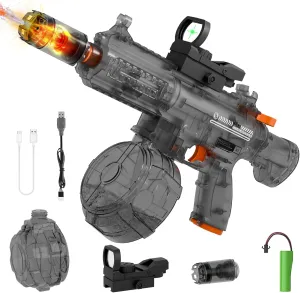 Electric Water Guns for Kids Adults, Transparent Automatic Squirt Guns, Powerful Water Squirt Gun with 28-32 FT Long Range, Summer Outdoor Beach Swimming Pool Party Toys for Boys Girls Adults (Black)