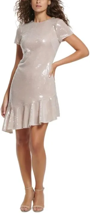 Eliza J Womens Asymmetric Short Sheath Dress Pink 6