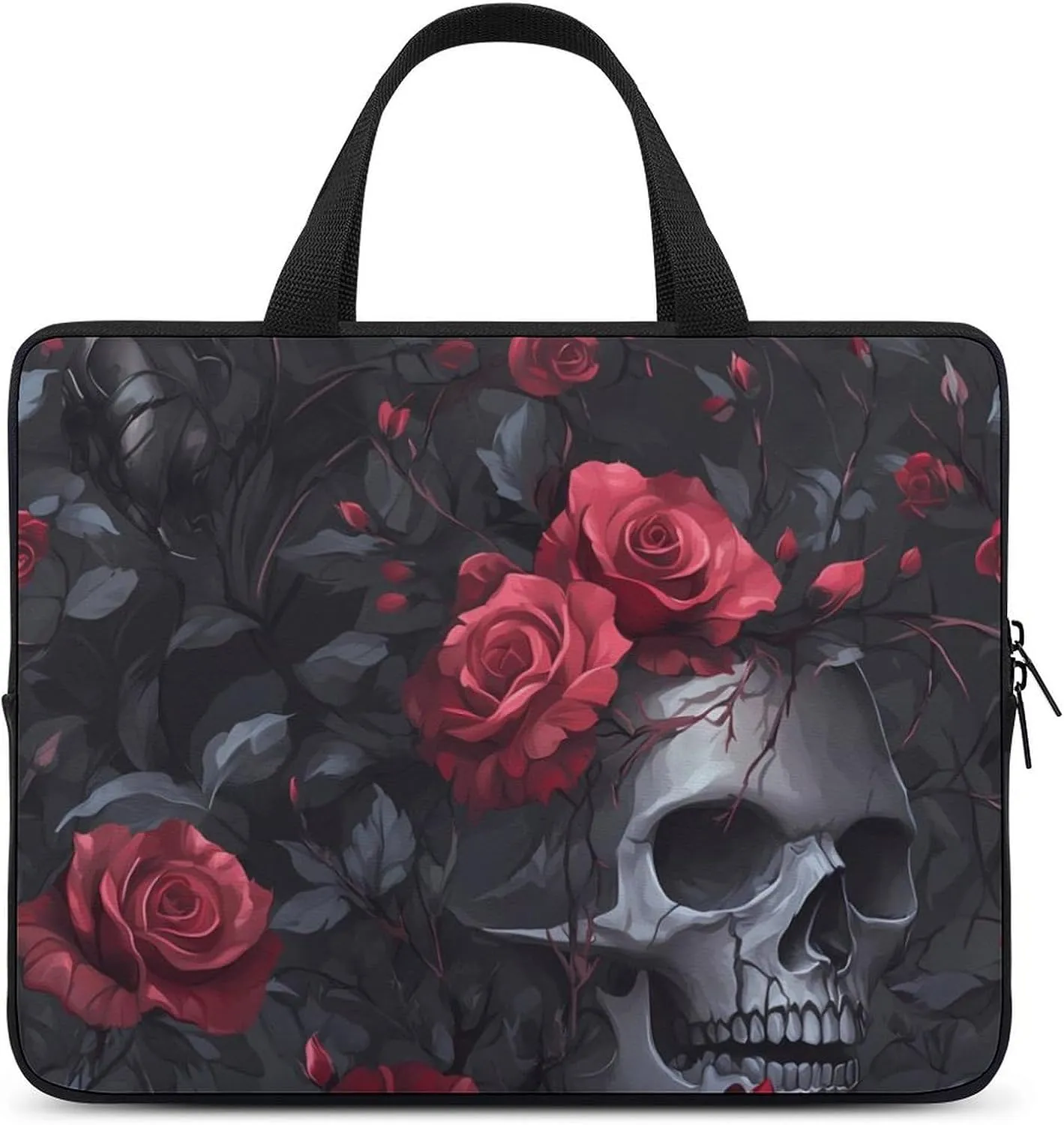 Ember Rose Death Skull Head Funny Laptop Bag Sleeve Portable Computer Carrying Case Cover Unisex 12inch