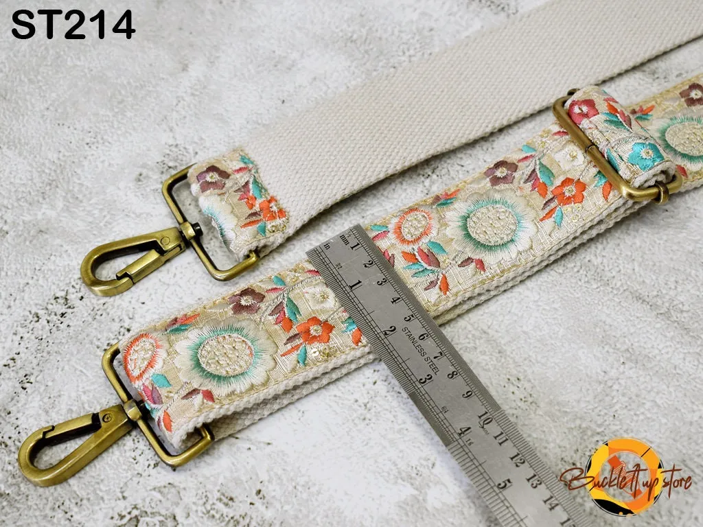Embroidered Sling Bag Strap Crossbody Strap Purses Handbag Boho Bag Strap Floral Embroidery Replacement Strap Boho Guitar Strap Gift for her