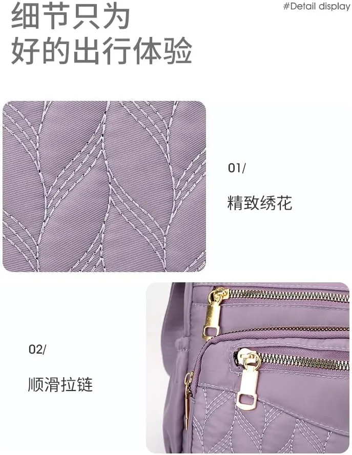 embroidered thread women's simple messenger bag, large capacity women's rhombus commuter women's bag