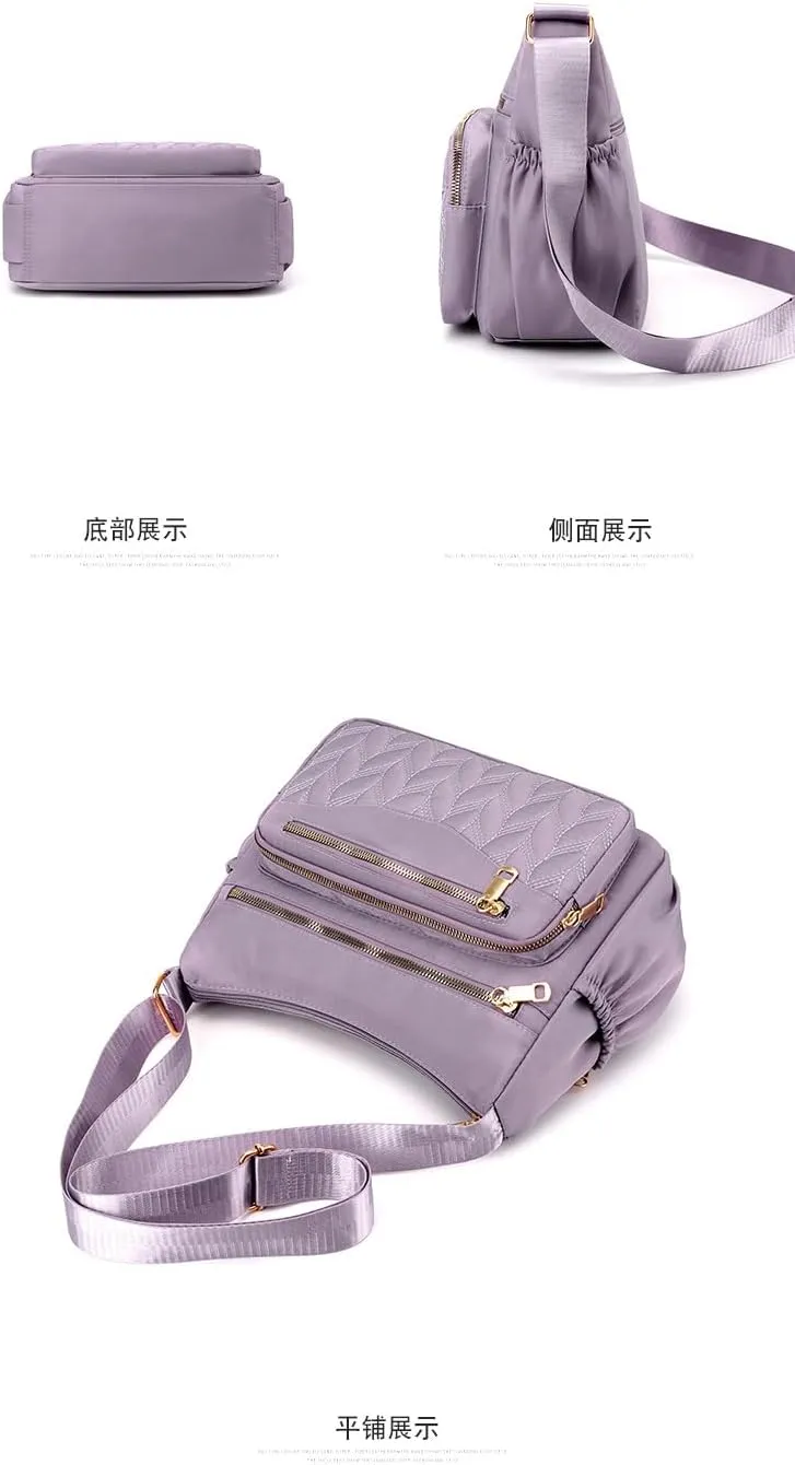 embroidered thread women's simple messenger bag, large capacity women's rhombus commuter women's bag