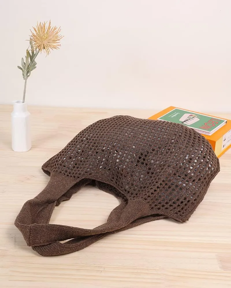 ENBEI Crochet Beach Bag - Women's Knit Shoulder Bags for Travel - Cute, Handmade Tote