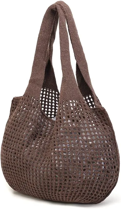ENBEI Crochet Beach Bag - Women's Knit Shoulder Bags for Travel - Cute, Handmade Tote