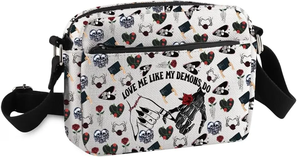 Enemies To Lovers Crossbody Purse Bag Gothic Lovers Messenger Bag Gothic Valentine Gift Gothic Wedding Gift Skull Hands Gift
