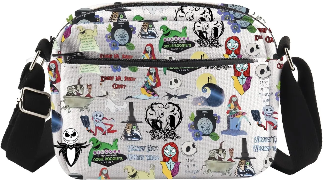 ENSIANTH Movie Inspired Messenger Bag Skull Merch Jack Sally Fans Gift Zero Ghost Dog Crossbody Bag