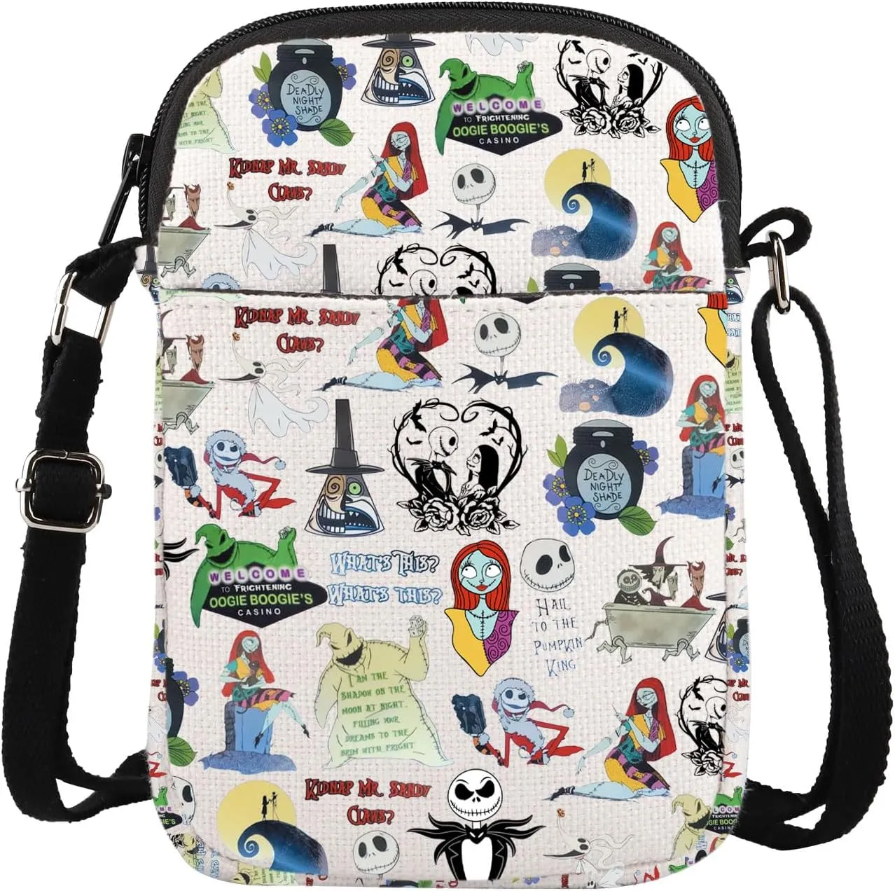 ENSIANTH Movie Inspired Messenger Bag Skull Merch Jack Sally Fans Gift Zero Ghost Dog Crossbody Bag