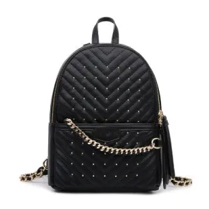 European and American style backpack ladies fashion all-match Lingge travel storage bag PU backpack