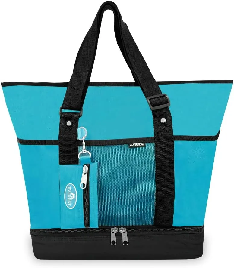 Everest Luggage Deluxe Shopping Tote, Turquoise/Black, Turquoise/Black, One Size