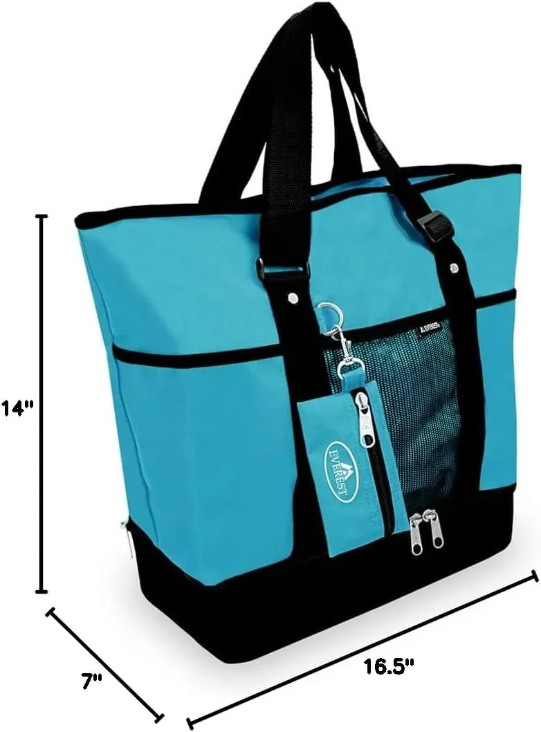 Everest Luggage Deluxe Shopping Tote, Turquoise/Black, Turquoise/Black, One Size