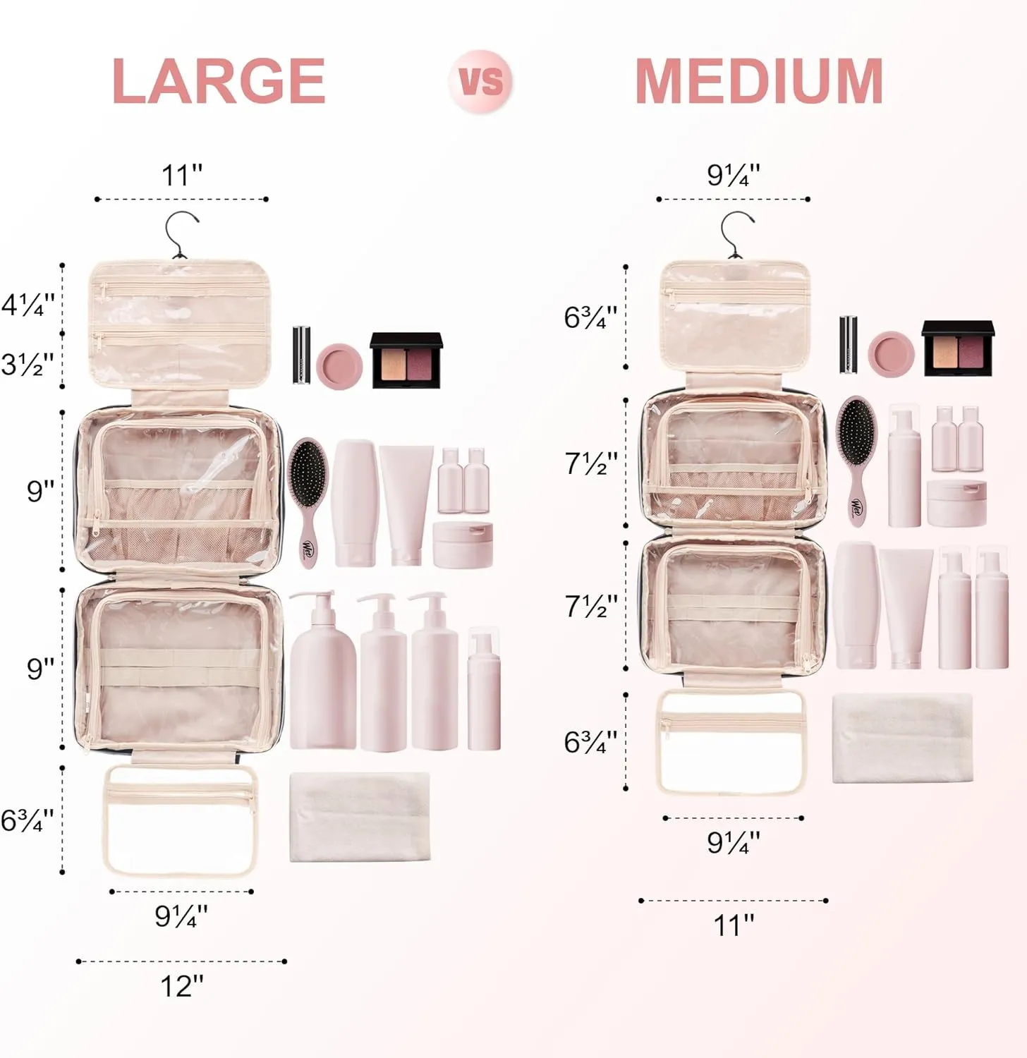 Everfun Hanging Travel Toiletry Bag for Women Traveling With Leakproof Compartment Makeup Cosmetic Organizer Dopp Kit Travel Accessories Essentials Must Have