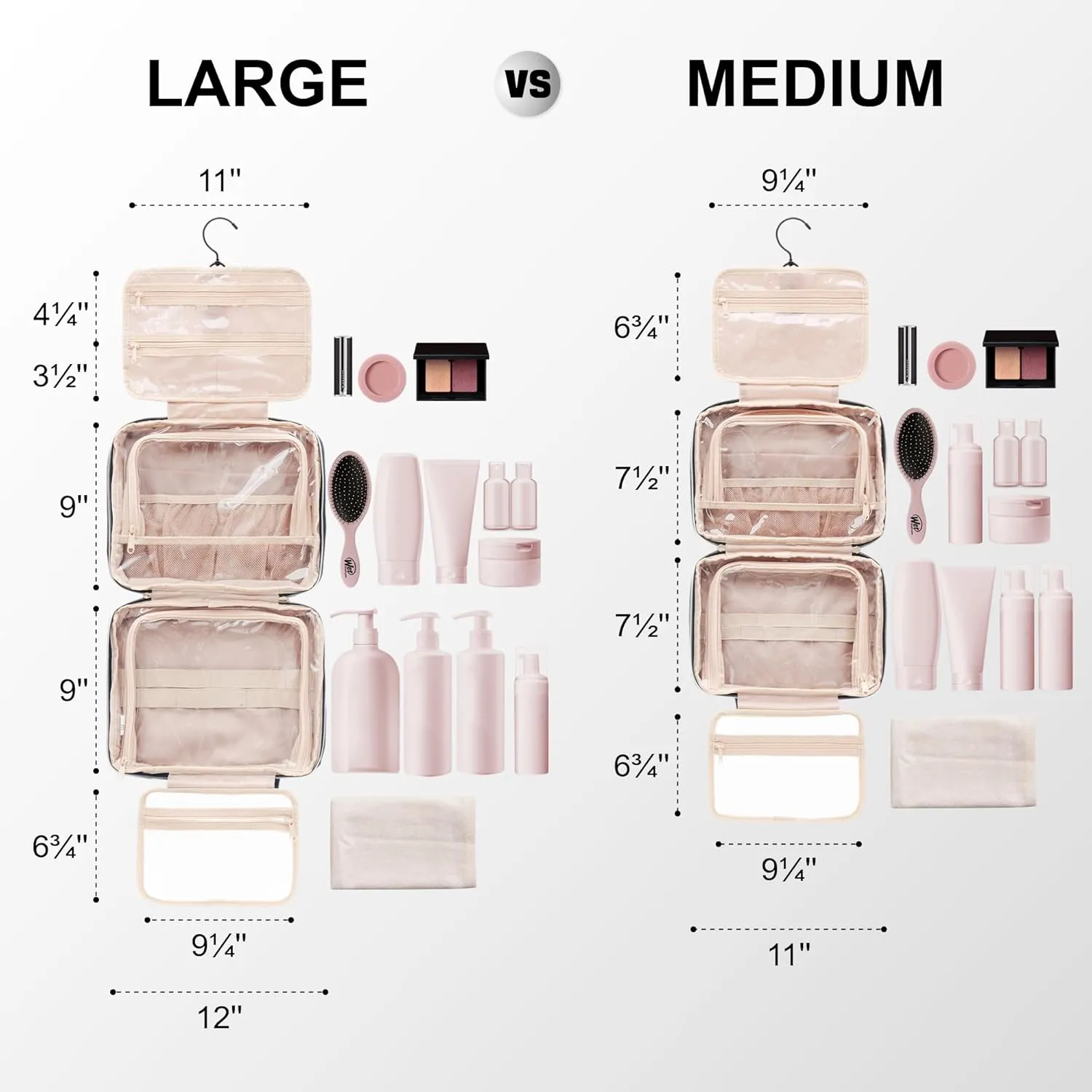 Everfun Hanging Travel Toiletry Bag for Women Traveling With Leakproof Compartment Makeup Cosmetic Organizer Dopp Kit Travel Accessories Essentials Must Have