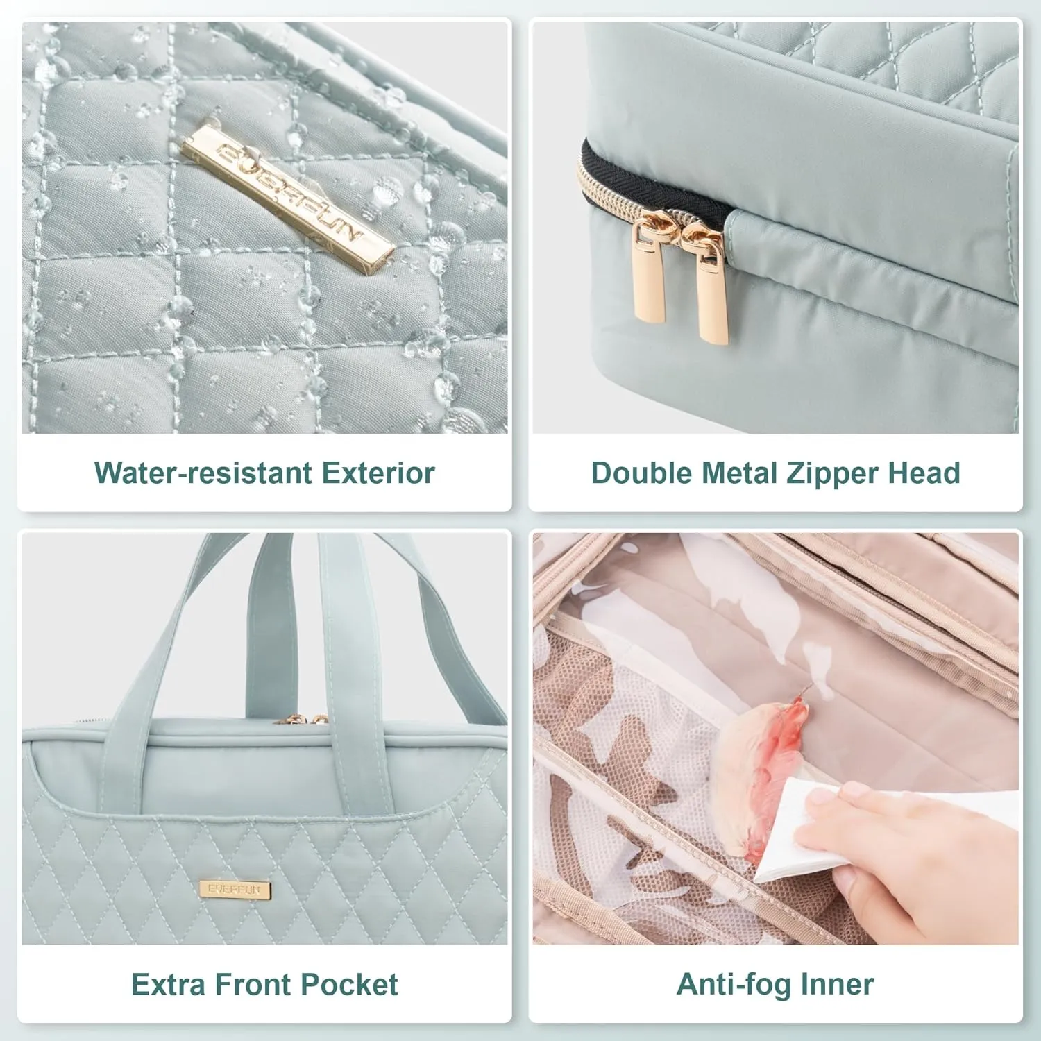 Everfun Hanging Travel Toiletry Bag for Women Traveling With Leakproof Compartment Makeup Cosmetic Organizer Dopp Kit Travel Accessories Essentials Must Have
