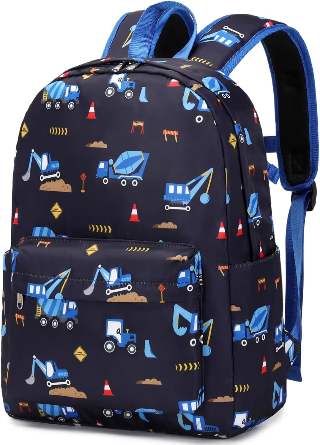 Excavator Backpak for Boys Preschool Backpack Toddler Boy Tractor Bookbag Small Chest Strap, Children Preschool Kindergarten Backpack, Navy Excavator