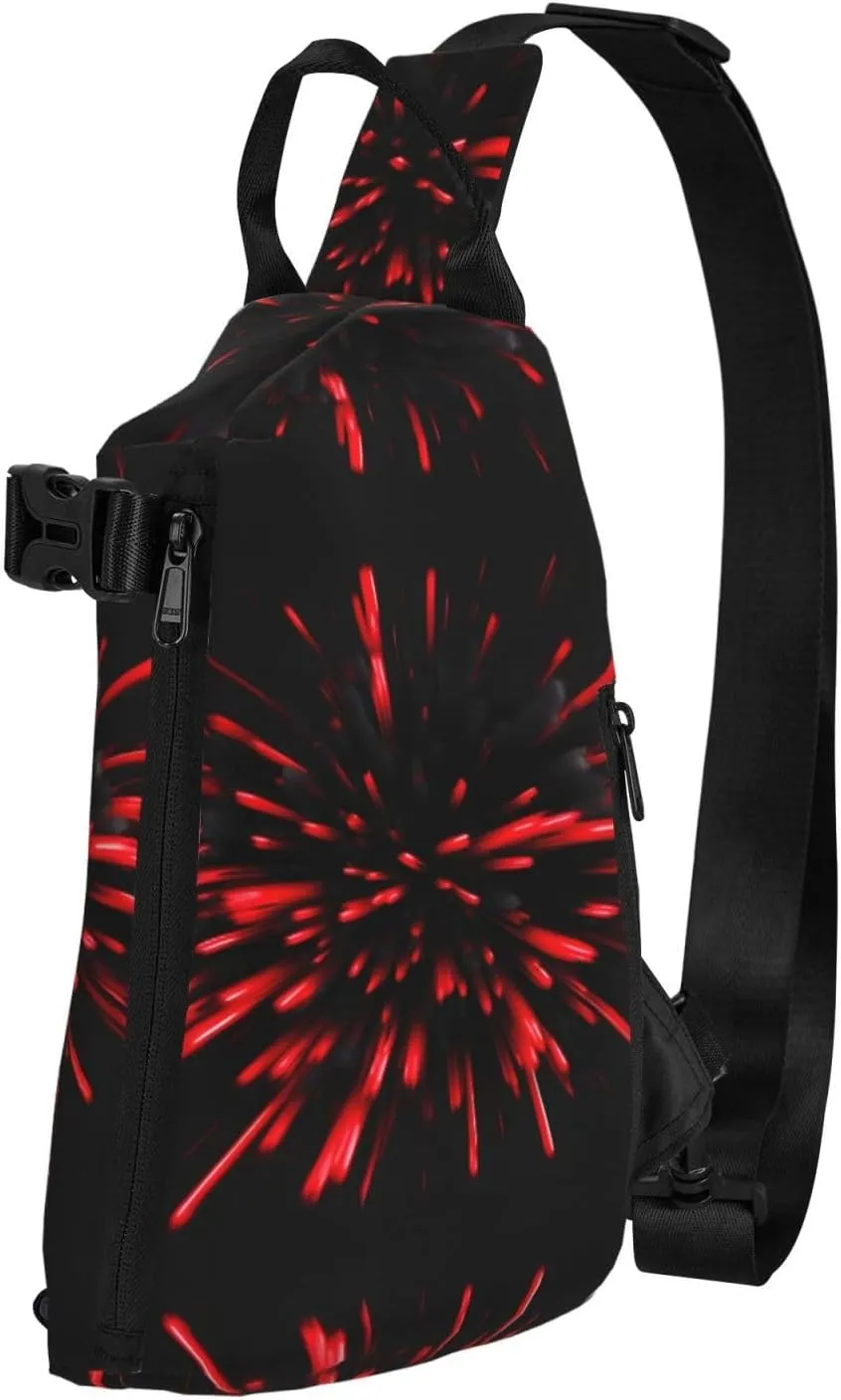 Explosion Burst Red And Black Print Trend Casual Crossbody Chest Bag Multipurpose Cross Body Shoulder Bag
